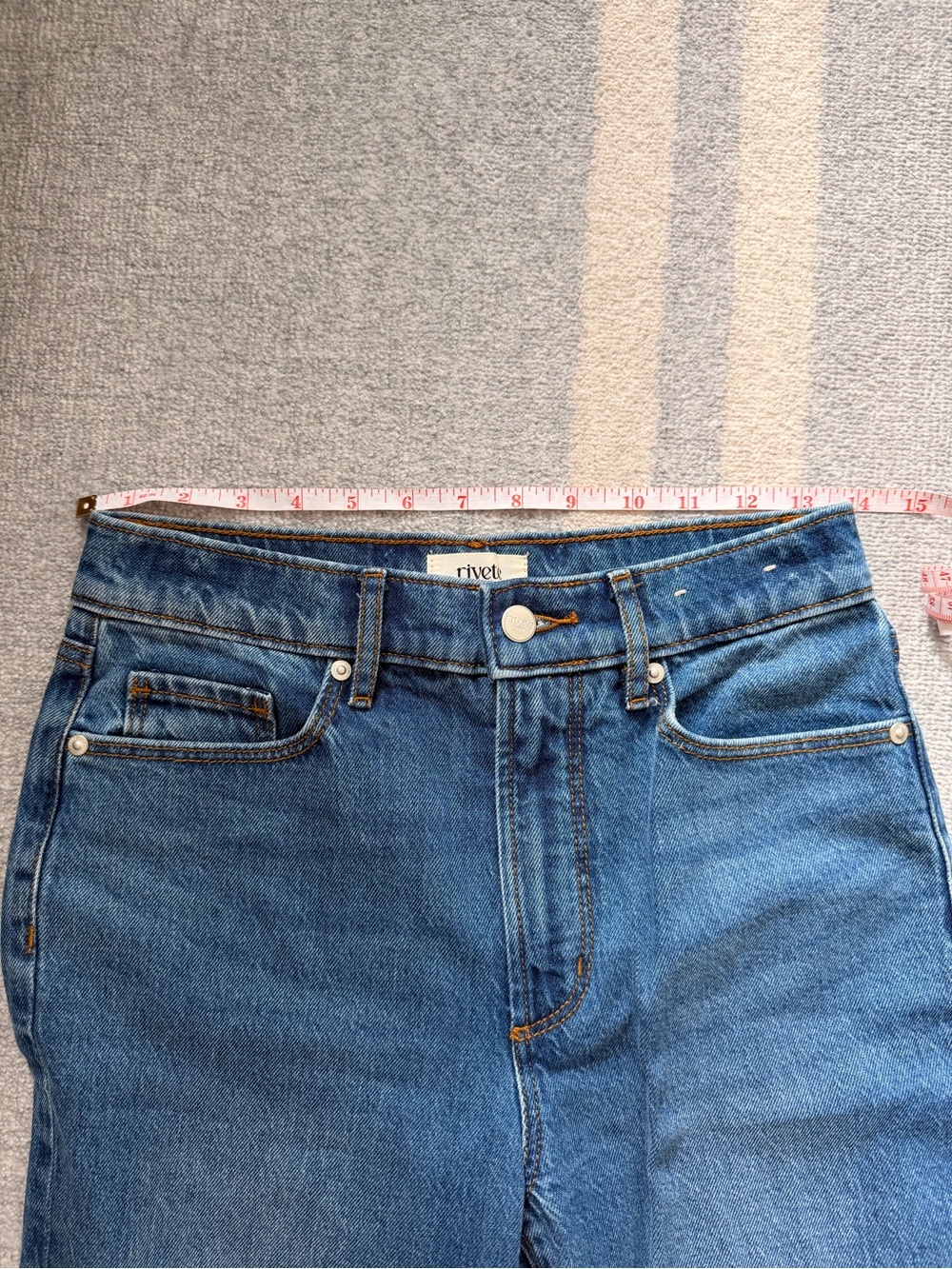 LOFT Rivete Petite High Rise Wide Leg Jeans in Vintage Dark Wash - Picture 13 of 14